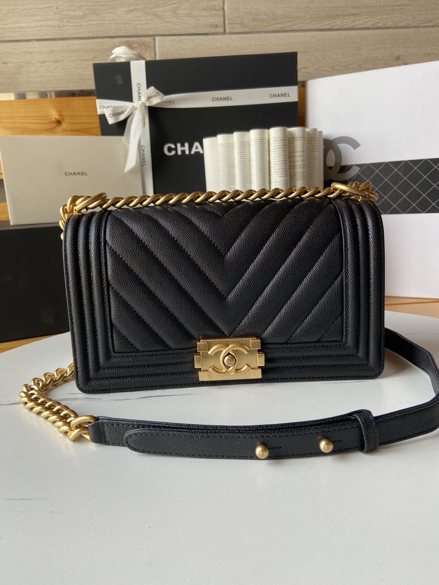 Chevron Boy Chanel Handbag