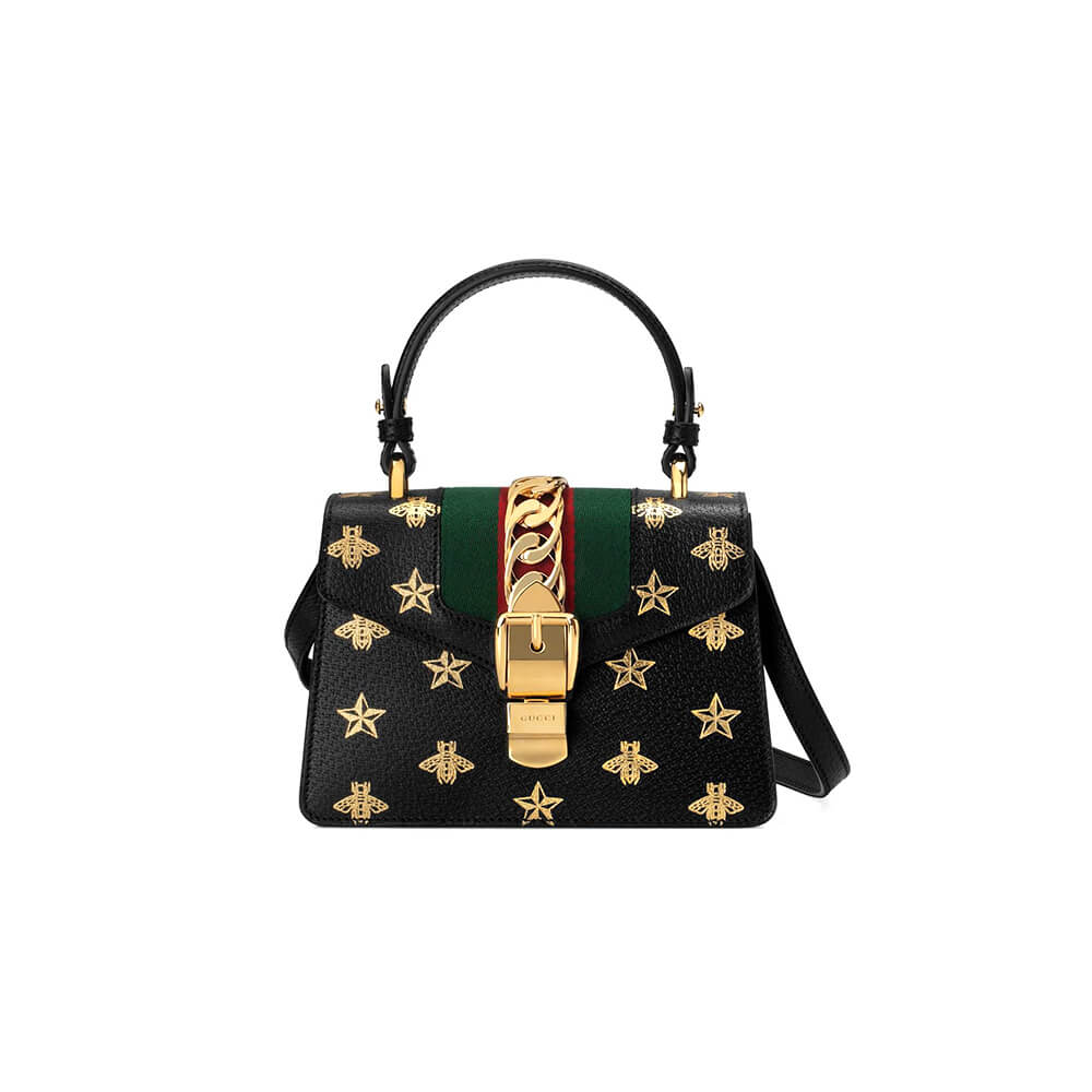 GG Sylvie Bee Star mini leather bag