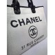 CHANEL Woven Straw Raffia Striped Medium Deauville Tote