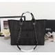 CHANEL Woven Straw Raffia Striped Medium Deauville Tote