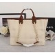 CHANEL Woven Straw Raffia Striped Medium Deauville Tote